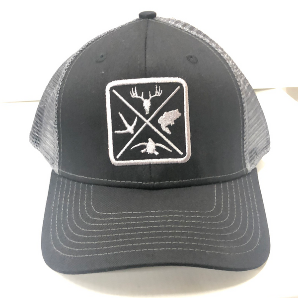 Hunters Logo HW-OS-CBL Black/Charcoal Snap Back Trucker Cap