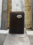 Zep-Pro University of Florida Gators Brown “Crazy Horse” Leather Tri-fold Wallet. front view