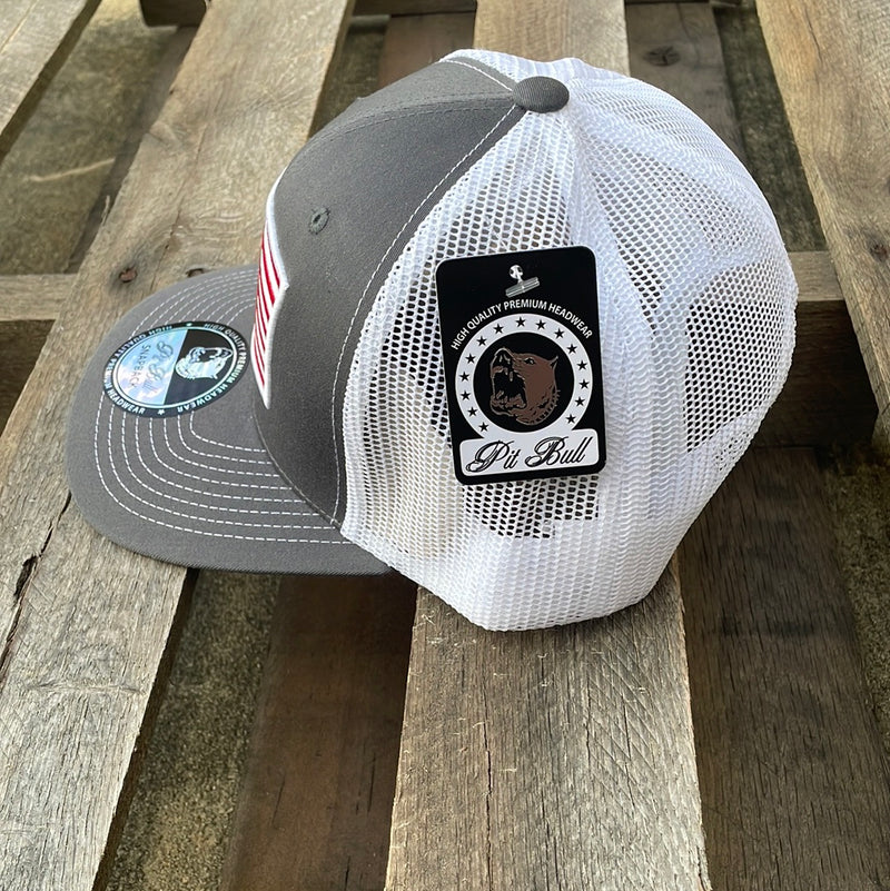 Pit Bull PB222 Charcoal/White American Flag Embroidered Patch Cap