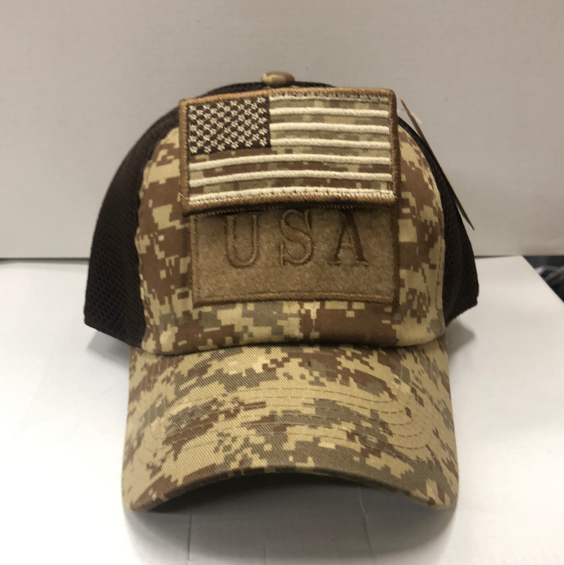 Brown/Camo American Flag Velcro Patch Cap