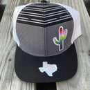 Cambridge Serape Cactus Stripes Black & White Snap Back Trucker Cap