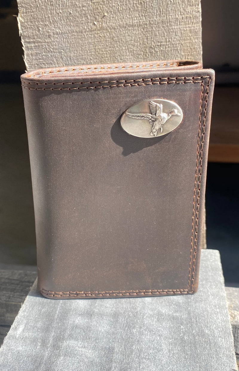 Zep Pro IWT2CRZH-Mallard Concho Brown “Crazy Horse” Leather Tri-fold Wallet