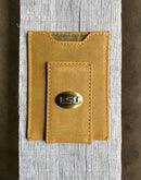 Zep Pro Louisiana State University Tigers Vintage Tan Leather Front Pocket Wallet Front view