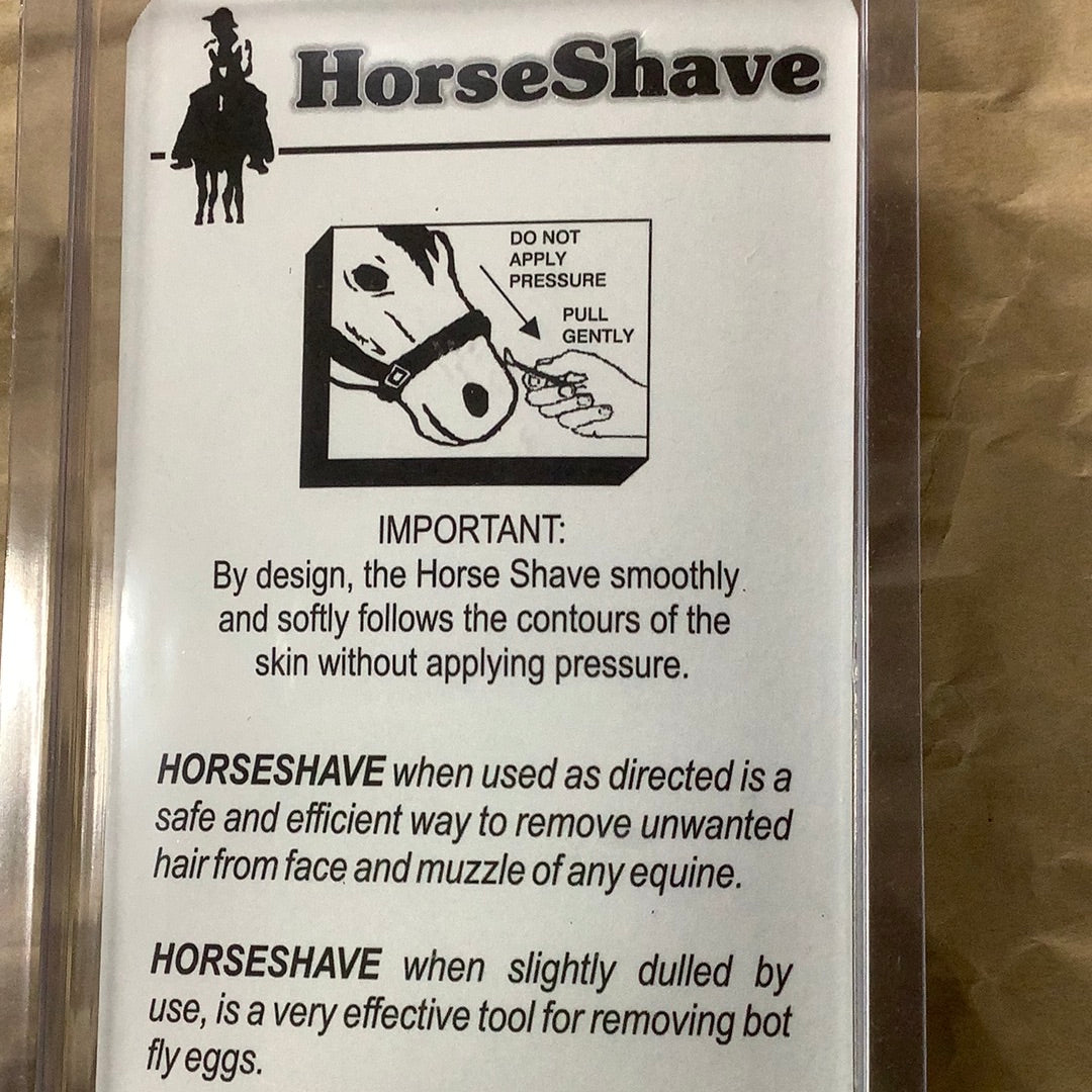 instructions on package back for using the Horse Shave tool.