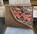 Zep-Pro University of Alabama Crimson Tide 1/2 Mossy Oak Camo/Brown Leather Bi-fold Wallet front view