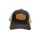 Hunters Logo Leather Patch HW-LOS-BLT Black/ Khaki Snap Back Trucker Cap