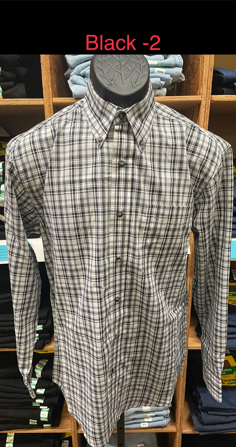 Men's Wrangler 112318641 Riata Long Sleeve Assorted Plaids Classic Fit Shirt