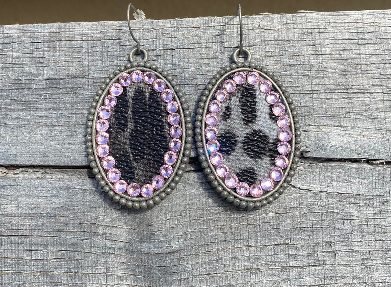 Animal Print Earring w/Crystal Accent ERZ190525-17