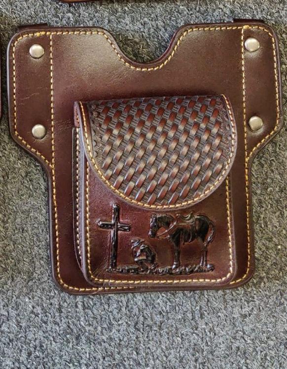 Top Notch Accessories 8003CF Coffee Praying Cowboy Phonecase w/Side Pouch