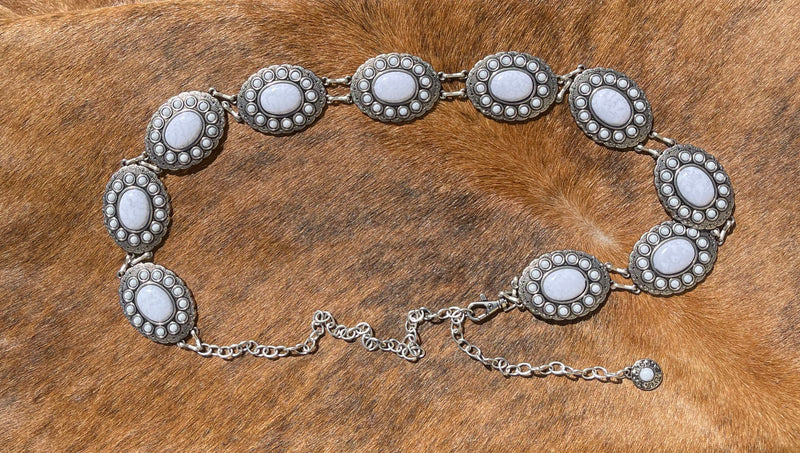 White And Silver Concho Belt