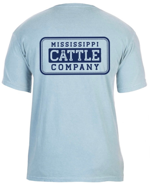 Mississippi Cattle Company MSCATTLESS-13 Chambray With Front Pocket Short Sleeve Comfort Color T-Shirt