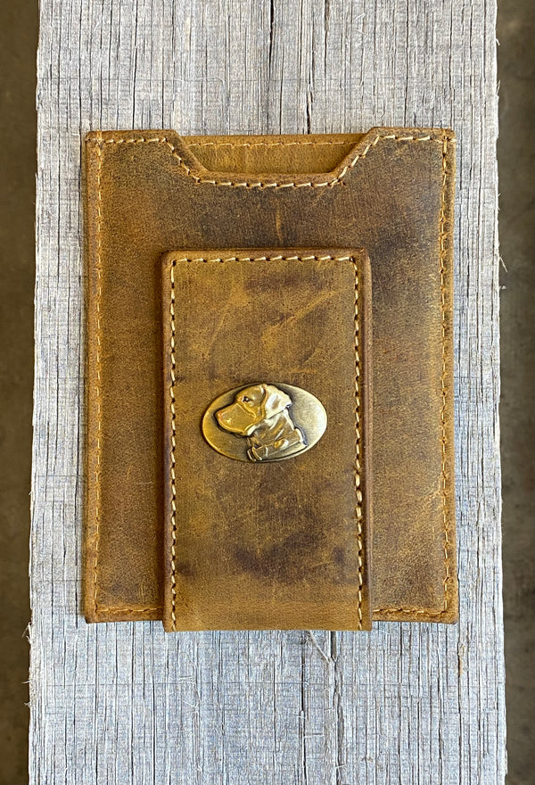 Zep Pro IWT5VINT-Lab Concho Vintage Brown “Crazy Horse” Leather Front Pocket Wallet
