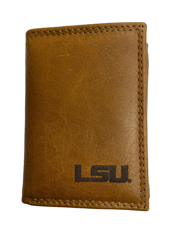 Zep-Pro IWS2TAN-LSU Tigers Tan Leather Tri-fold Wallet