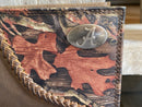 Zep-Pro University of Alabama Crimson Tide 1/2 Mossy Oak Camo/Brown Leather Bi-fold Wallet front view of concho