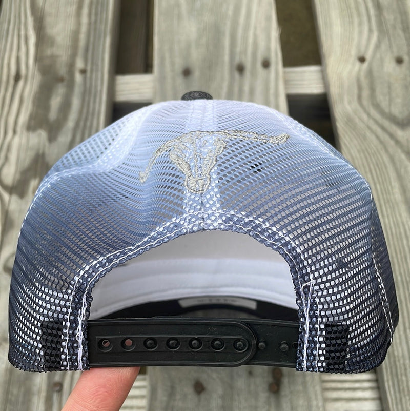 3D Longhorn Grey Snap Back Trucker Cap
