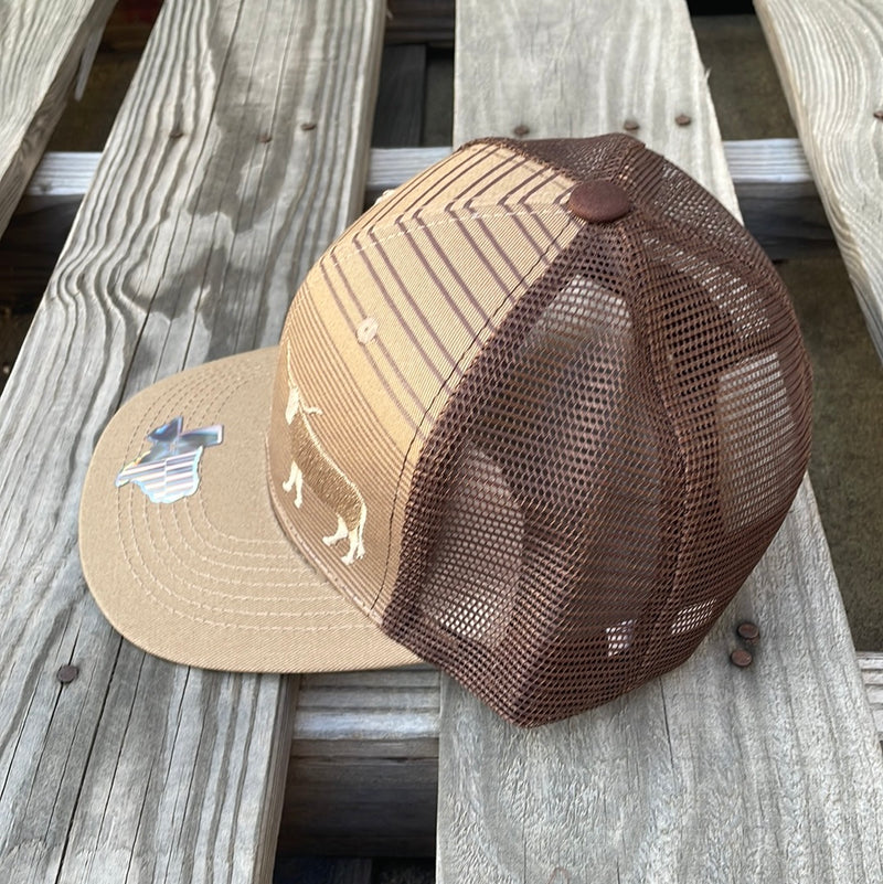 Cambridge Longhorn Stripes Khaki/Brown Snap Back Trucker Cap