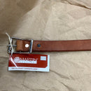 Buckle of harness leather breast collar tug.