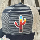 Cambridge Serape Cactus Stripes Navy & Grey Snap Back Trucker Cap