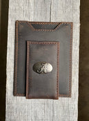Zep-Pro University of Alabama Crimson Tide Brown “Crazy Horse” Leather Front Pocket Wallet