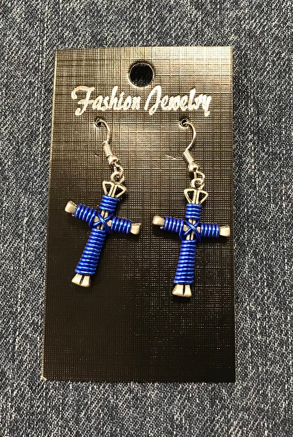 ER150806-01 Wire Nail Cross Earrings