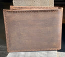 Zep-Pro Auburn University Brown “Crazy Horse” Leather Bi-fold Wallet. back view