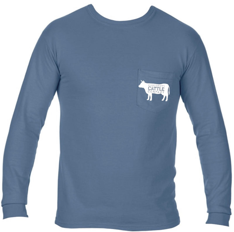 Mississippi Cattle Company MSCATTLELS-10 Blue Jean Long Sleeve Comfort Color T-Shirt