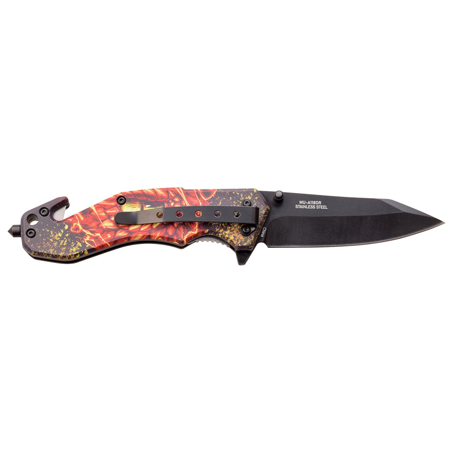 Handle Material Injection Molded ABS
Handle Lock Type Liner Lock
Blade Edge Type Fine Edge
Blade Shape Tanto
Features Cutter, Glass Breaker, Pocket Clip View of Clip, Blade, Glass Breaker