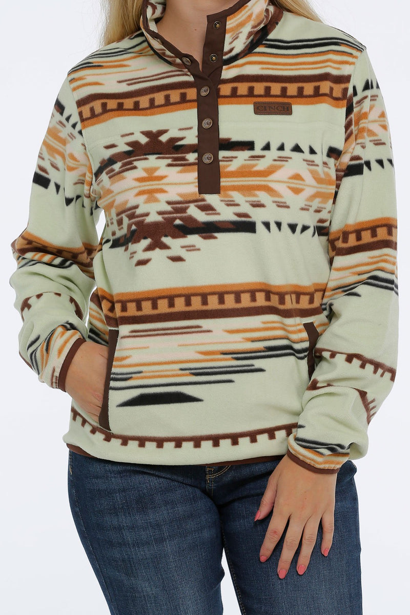 Women's Cinch MAK9820010 Green Aztec Print Polar Fleece Pullover (SHOP IN-STORES TOO)