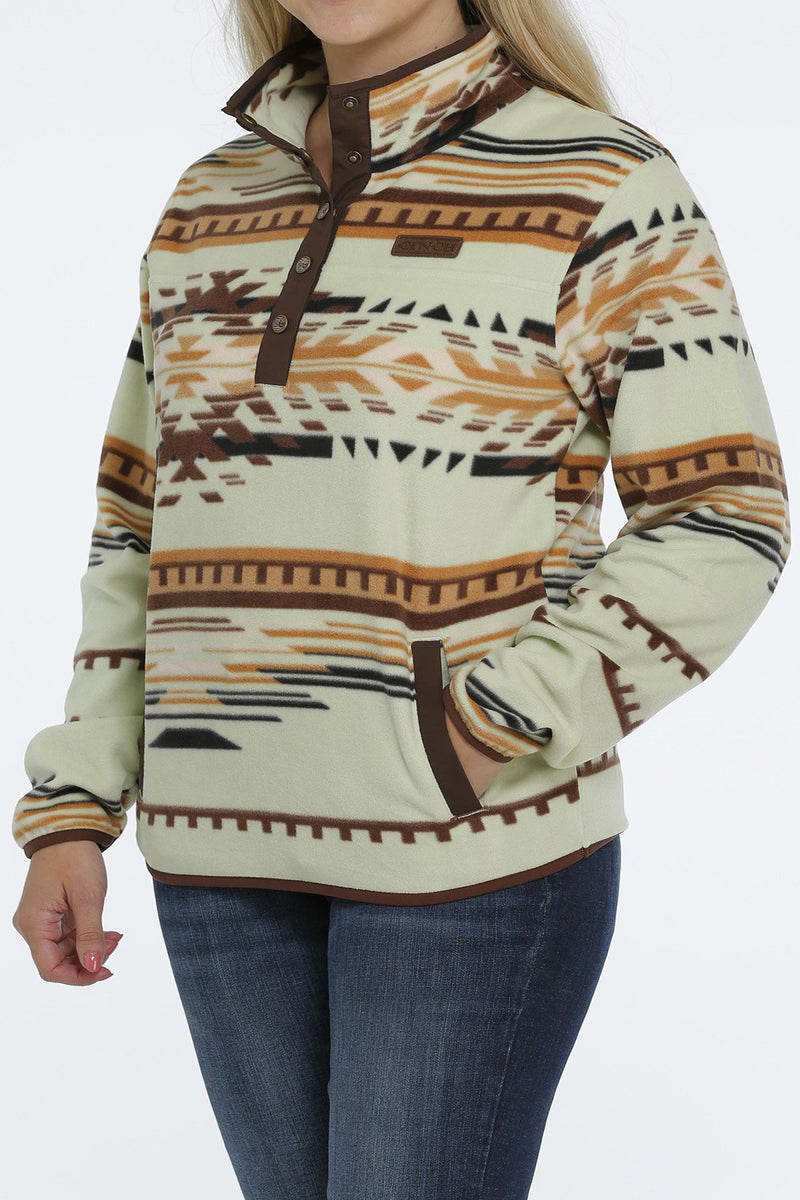 Women's Cinch MAK9820010 Green Aztec Print Polar Fleece Pullover (SHOP IN-STORES TOO)
