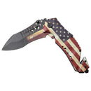 USA Flag design knife shown opening