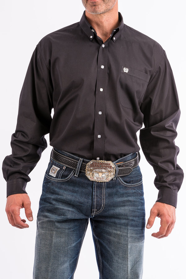 Men's Cinch MT10320083 Solid Black Classic Fit Button Down Long Sleeve Shirt