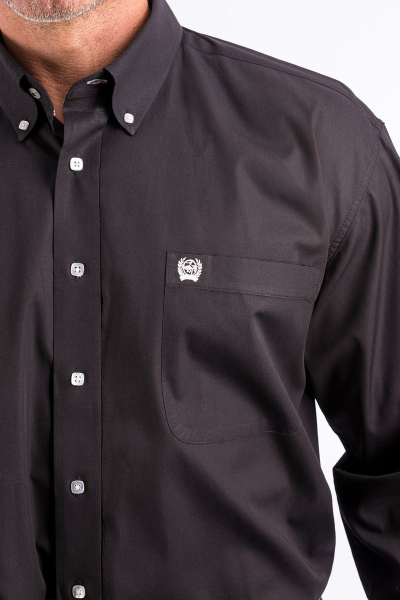 Men's Cinch MT10320083 Solid Black Classic Fit Button Down Long Sleeve Shirt