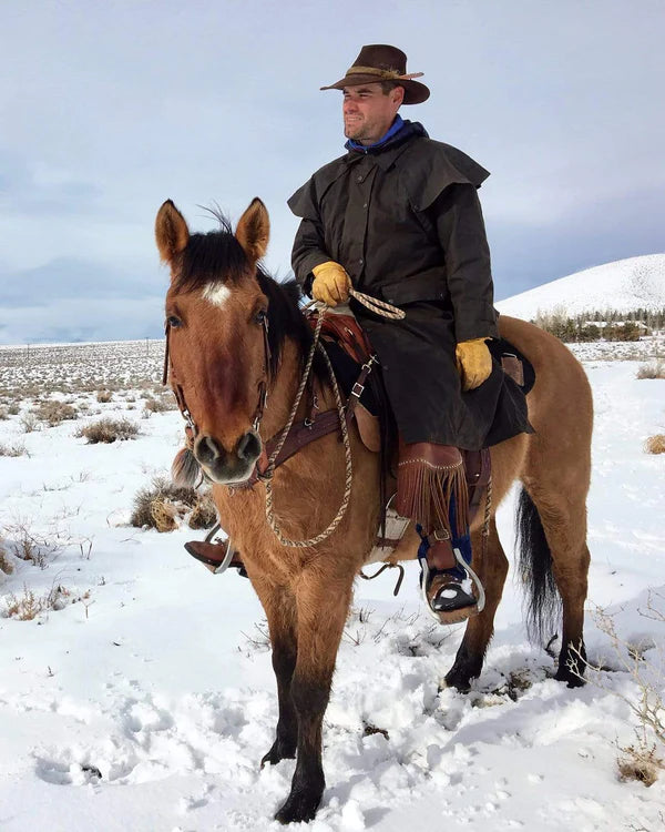 Men's Outback Trading Co Long Brown Low Rider Oilskin Duster Coat