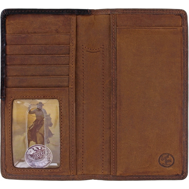 Silver Creek 06029 Brown Checkbook Wallet with Silver Concho