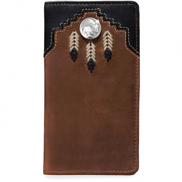 Silver Creek 06269 Chieftain Feather Brown Checkbook Wallet