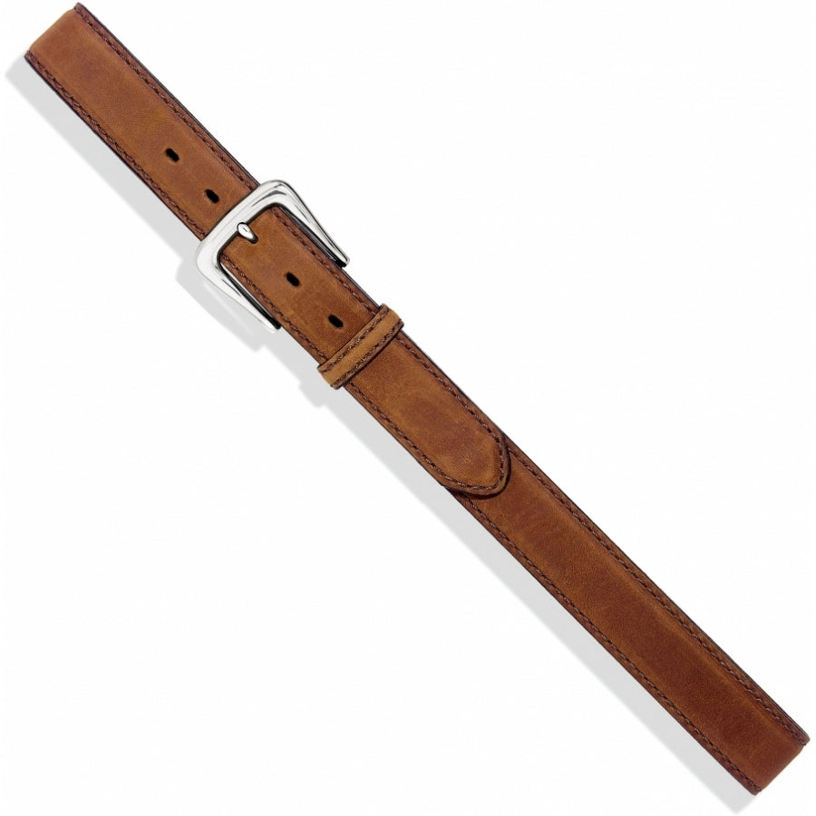 A Men's Justin brand bark brown leather belt with a silver-plated buckle.