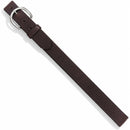 Men's brown leather belt with a silver-plated buckle. 
