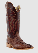 R. Watson RW3011-2 13" Kango Tobac Hornback Caiman Tail w/Laguna Cognac Cowhide Top Wide Square Toe