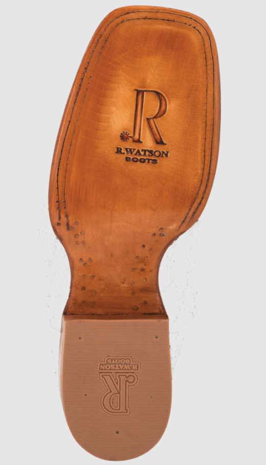R. Watson RW3011-2 13" Kango Tobac Hornback Caiman Tail w/Laguna Cognac Cowhide Top Wide Square Toe