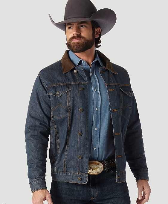 Men's Wrangler 1074265RT Pre-washed Denim Blanket Lined Rustic 14.75 oz. Heavyweight Jacket