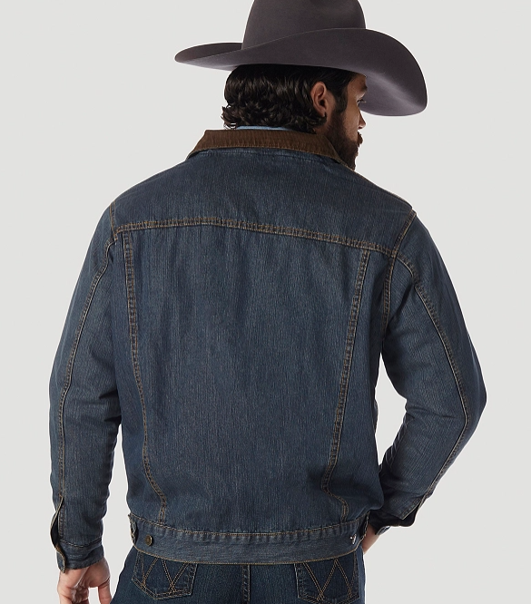 Men's Wrangler 1074265RT Pre-washed Denim Blanket Lined Rustic 14.75 oz. Heavyweight Jacket