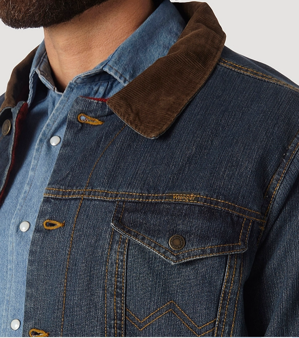 Men's Wrangler 1074265RT Pre-washed Denim Blanket Lined Rustic 14.75 oz. Heavyweight Jacket