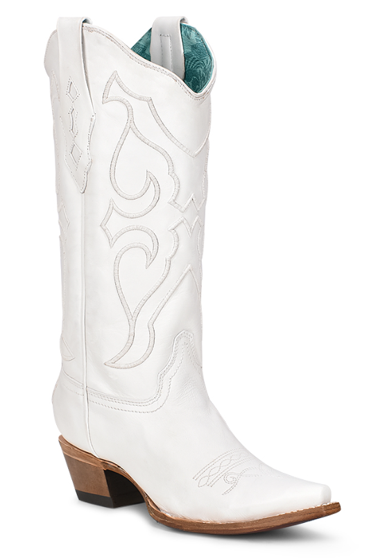 Women's Corral Z5046 White Embroidery Snip Toe Boot (SHOP IN-STORES TOO)